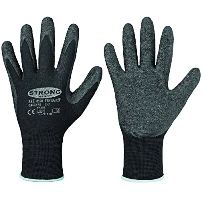 Abbildung von 12 pairs of strong hand work gloves with latex coating, black, Größe 8 (12er Pack)