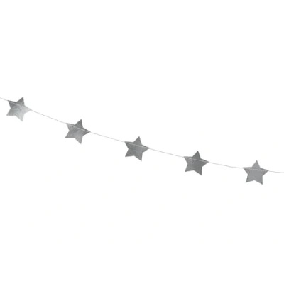 Abbildung von PartyDeco Girlande Sterne 3,6m Star Spangled Banner Silber hängende Dekoration für Geburtstag Party Hochzeit Kommunion mit Kosmos Thema