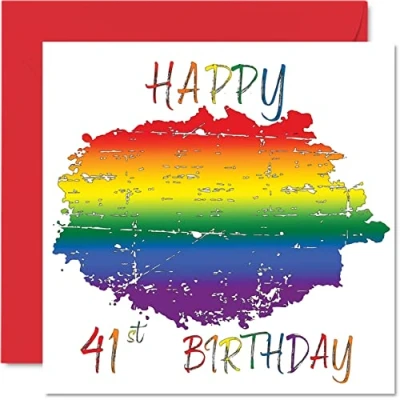 Abbildung von Stuff4 LGBT Geburtstagskarten zum 41. Geburtstag, für Happy 41st Geburtstagskarte Geburtstag von Freundin und Freund, 145 mm x Gay Pride Geschenke Grußkarten