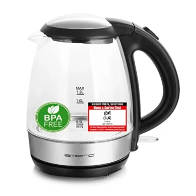 Abbildung von Emerio Wasserkocher, 1.2L, Glas, BPA frei (WK 125145)