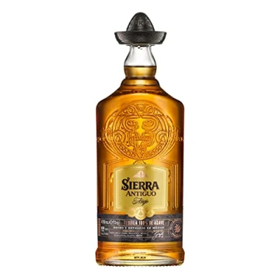 Abbildung von Sierra Antiguo Añejo (1 x 700 ml) reiner Tequila aus 100 % Blaue Weber Agave reift bis zu 2 Jahre in Bourbon Fässern ideal für Cocktails wie Margaritas 40 Alk.
