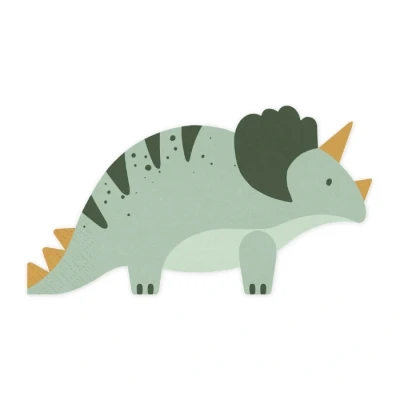 Abbildung von partydeco Papierserviette, Servietten Dinosaurier 18x10cm Triceratops 12 Stück Grün