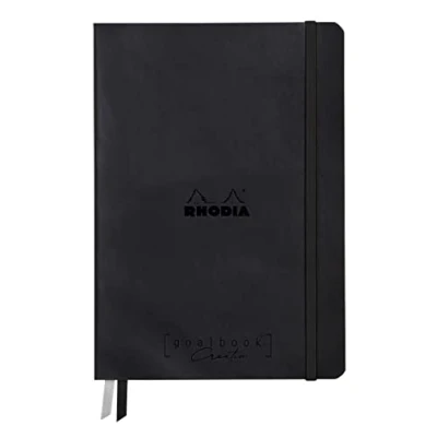 Abbildung von Clairefontaine Rhodia 194150C Rhodiarama, Goalbook Creation DIN A5 mit festem Umschlag, 50 Blatt Lavis technique weiß blanko 200g, Gummizugverschluss, 1 Stück, Schwarz