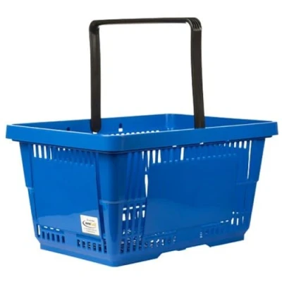 Abbildung von neoLab Laborkorb aus Polypropylen mit Schwarz Griffe, Blau, 28l Kapazität, 500mm x 340mm 260mm