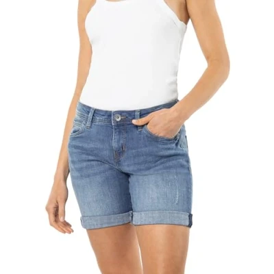 Abbildung von Sublevel Damen Stretch Jeans Bermuda Shorts im Used Look Light Blue L