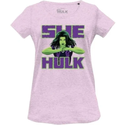 Abbildung von Marvel Damen Woshehuts005 T Shirt, Rosa meliert, XXL
