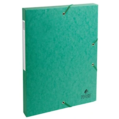 Abbildung von Exacompta 50303E Premium Sammelbox aufgebaut mit Gummizug 25 mm breit aus extra starkem Colorspan Karton Rückenschild für DIN A4 Archivbox Heftbox Dokumentenbox Zeichenbox Sammelmappe grün