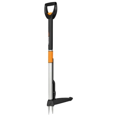 Abbildung von Fiskars Teleskop Unkrautstecher, Länge 1 1,19 m, Rostfreie Stahl Arme/Kunststoffgriff, Schwarz/Orange, Smart Fit, 1077306, Mehrere