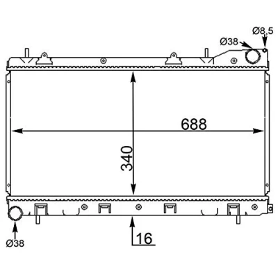 Abbildung von MAHLE ORIGINAL CR 1566 000S Kühler, Motorkühlung 688 340 16 Kühlrippen gelötet SUBARU: Forester I, Impreza I Limousine