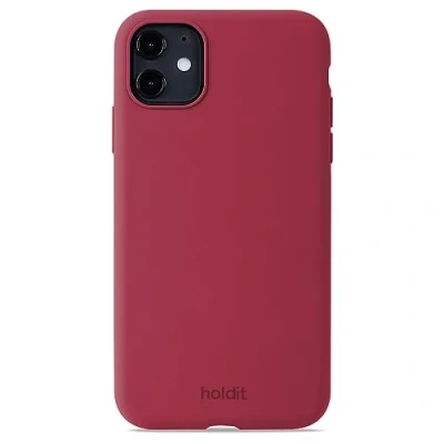 Abbildung von holdit Silikonhülle iPhone 11/Xr 0,8mm Ultra dünn Handyhülle Silikon Trendy Slim Silicone case mit Voller Schutz (erhöhte Kante für Kameraschutz) Red Velvet