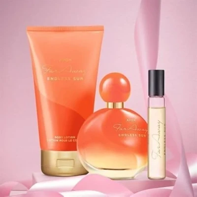 Abbildung von Avon Far Away Endless Sun Parfumset Eau de Parfum/Bodylotion/Taschenspray