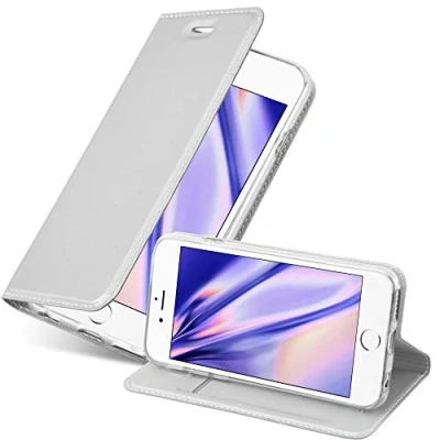 Abbildung von Cadorabo Hülle kompatibel mit Apple iPhone 6 / 6S aus Premium Kunst Leder Flip Klappbare Stoßfeste Magnetische [Standfunktion] [Kartenfächern] Cover für Tasche in Silber