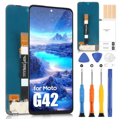 Abbildung von LCD Display für Motorola Moto G42 XT2233, Touchscreen Digitizer Full Assembly mit Reparatur Set (Schwarz ohne Rahmen, 6,4 Zoll)