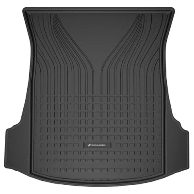 Abbildung von WALSER Premium Kofferraumwanne kompatibel mit Tesla Model 3 (5YJ3) 01/2017 Heute, oberer Ladeboden, 100% passgenaue Kofferraum Schutzmatte Made in EU, robuste Antirutschmatte Auto