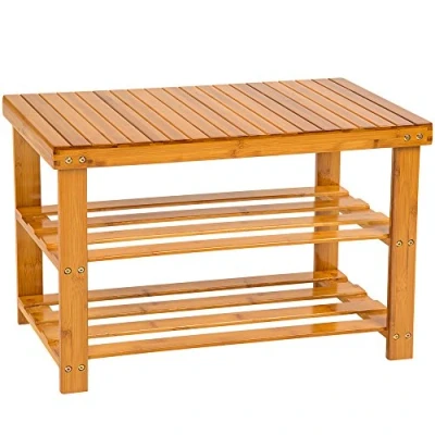 Abbildung von TecTake Schuhregal aus Bambus Holz diverse Modelle (70x28x45.5cm mit Sitzfläche Nr. 401650)