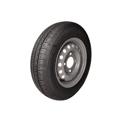 Abbildung von Komplettrad, Felge mit Reifen 155/80 R13 FRT R701 M+S + 4½Jx13H2 ET20 85/130/4 84 N Stahl, grau TrailerPlus Anhängerersatzteile