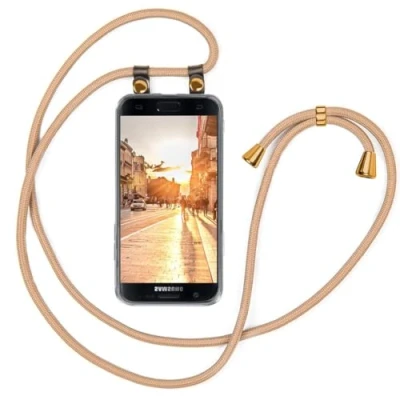 Abbildung von moex Handykette kompatibel mit Samsung Galaxy S7 Hülle Band Längenverstellbar, Handyhülle zum Umhängen, Silikon Case Transparent Kordel Schnur abnehmbar in Gold