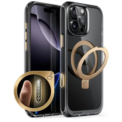 Abbildung von SupCase für iPhone 16 Pro Max Hülle 6.9&#039;&#039; mit Ringständer, Kompatibel MagSafe Slim Handyhülle Dünn Case Durchsichtig Schutzhülle Backcover [UB Mag Stand] (Gold)