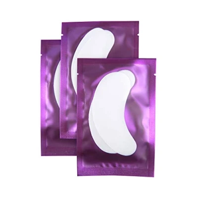 Abbildung von Florica 50 Paar Augenpads Wimpernverlängerung Fusselfrei Augen Gel Extensions Patch Hydrogel Lint Free Augenmaske Augenklappe Eye (Lila)