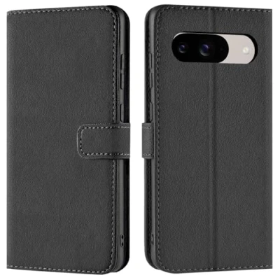 Abbildung von Verco Handyhülle für Google Pixel 9 Hülle, Bookcase Tasche Flipcover Case [Kartenfächer/Aufstellfunktion], Schwarz