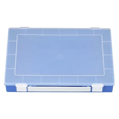 Abbildung von hünersdorff Sortimentskasten PP Premium ohne Einsatzboxen Tragegriff stabile Sortierbox für Schrauben und andere Kleinteile 22,5 x 33,5 5,5 cm, blau, 0 Boxen