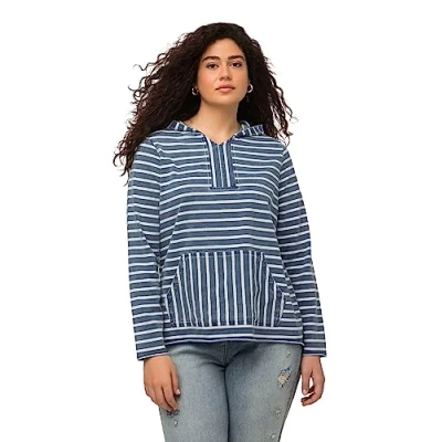 Abbildung von Ulla Popken Kapuzenpullover, Damen, Größe: 46/48, Nachtblau