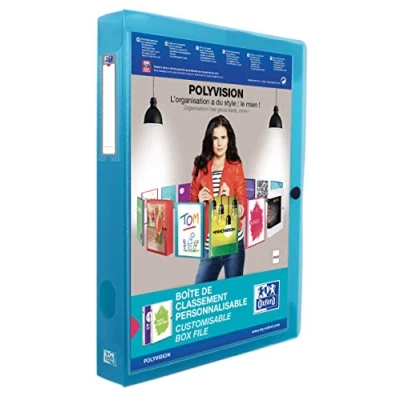 Abbildung von Oxford Kunststoff Sammelbox polyvision, A4, 4 cm breit, blau, 8er Pack