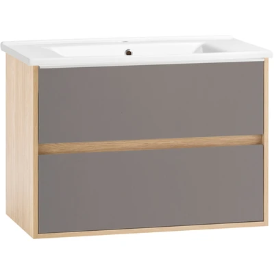 Abbildung von Schildmeyer Waschtisch &quot;Mali, Breite 85 cm&quot;, Holzdekor mit fühlbarer Struktur, Keramikbecken