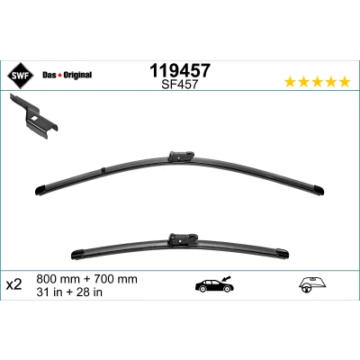Abbildung von Scheibenwischer Swf Visioflex 119457 vorne Rahmenlos PEUGEOT: 3008 I, OPEL: Zafira C Tourer, RENAULT: Scénic IV