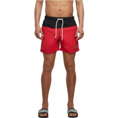 Abbildung von Urban Classics Block Badeshorts, Herren, Größe: 5XL, Black/red