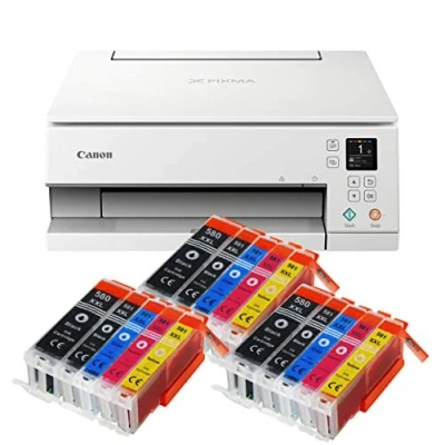Abbildung von IC Office TS6351a Farbtintenstrahl Multifunktionsgerät All in One 3 1 (Drucker, Scanner, Kopierer, USB, WLAN, Apple AirPrint) Weiß + 15 XXL Tintenpatronen