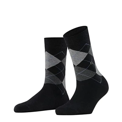 Abbildung von Burlington Queen Rautenmuster Logoemblem Socken, Damen, Größe: 36 41, Schwarz/grau/hellblau