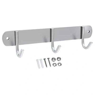 Abbildung von INTIRILIFE Edelstahl Garderobenleiste Modell E 3 Haken 22 x 5 cm Kleiderhaken Garderobe Hakenleiste in verschiedenen Designs