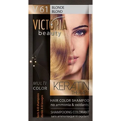 Abbildung von Victoria Beauty Color Shampoo für coloriertes Haar mit Keratin, Tönungswäsche, Tönungsshampoo Ohne Ammoniak und Oxidantien blonde Farbe №61 (6 x 40ml)