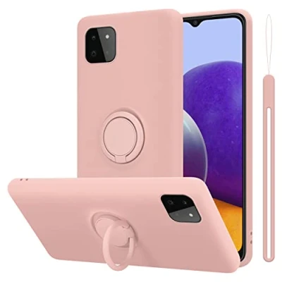 Abbildung von Cadorabo Hülle kompatibel mit Samsung Galaxy A22 5G Schutzhülle TPU Silikon Case Liquid Design Ring Slim Kratzfest Liquidsilikon Microfaser für in Rosa