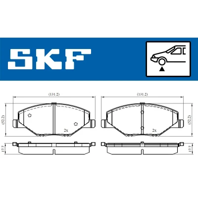 Abbildung von SKF VKBP 80628 Bremsbelagsatz nicht für Verschleißwarnanzeiger vorbereitet SKODA: Fabia 2 Schrägheck, VOLKSWAGEN: Polo V Limousine