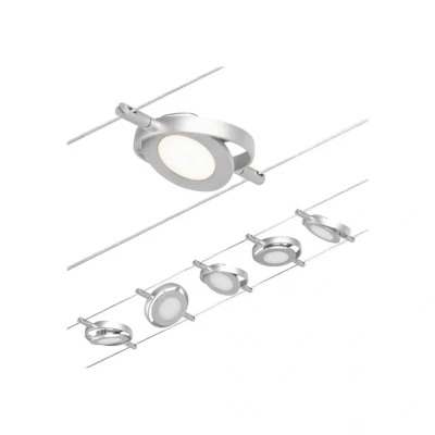 Abbildung von Paulmann 94414 CorDuo LED Seilsytem Set RoundMac DC incl. 5x4,5 Watt erweiterbar Chrom matt, Drahtseil Metall 3000 K
