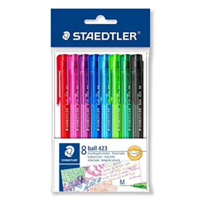 Abbildung von STAEDTLER 42335MPB8 Druckkugelschreiber Linienbreite M, 0.45 mm, Schaft in Schreibfarbe, 8 Stück im Polybeutel