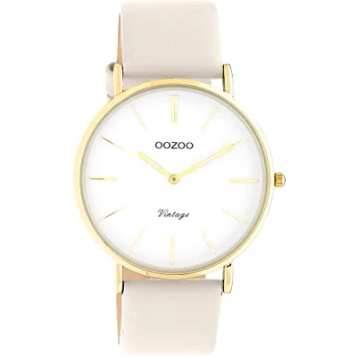 Abbildung von OOZOO Quarzuhr Vintage Damenuhr C20253 IP Gold Lederband Beige 40 mm
