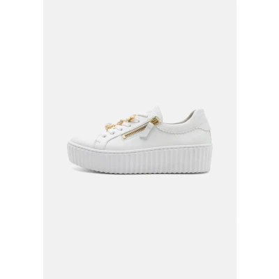 Abbildung von Gabor Damen Low Top Sneaker, Frauen Halbschuhe,Best Fitting,Plateausohle,straßenschuhe,Strassenschuhe,Freizeitschuhe,Weiss (Gold),41 EU / 7.5 UK