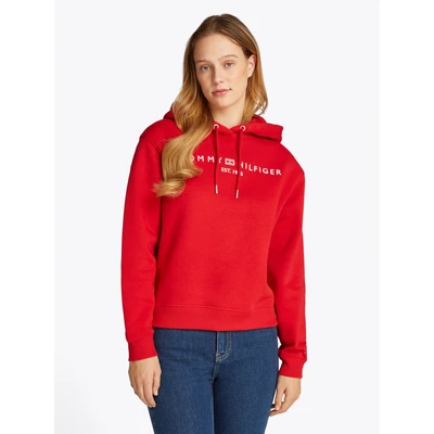 Abbildung von Tommy Hilfiger CORP LOGO Hoodie Sweatshirt, Damen, Größe: Large, Primary red