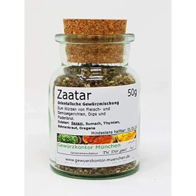 Abbildung von Zatar, Zaatar, Zahtar, Za`atar, Satar im Glas 50g Gewürzkontor München
