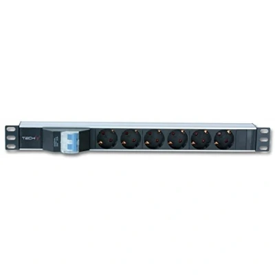 Abbildung von Techly I CASE STRIP 61UD, Standard, 1U, Einphasig, Horizontal, Aluminium, Schwarz, Rot