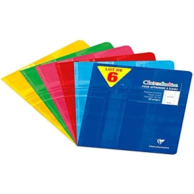 Abbildung von Clairefontaine 3795AMZC Lot de 6 Cahiers d&#039;Écriture Agrafés 17x22 cm 32 Pages Grands Carreaux 4 mm Agrandis 16/16 Papier Blanc 90 g Couverture Carte Pelliculée Couleurs Aléatoires