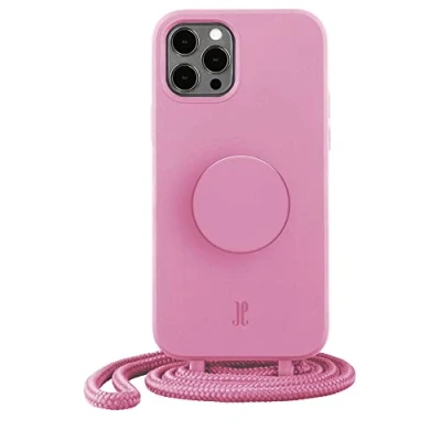 Abbildung von PopSockets x Just Elegance iPhone Hülle Necklace Case Handyhülle kompatibel mit 12 Pro Max 6,7&quot; Schutzhülle Abnehmbarer Kordel und Fingerhalter I Pastel Pink