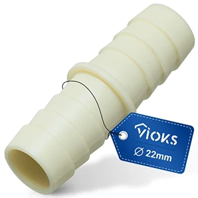 Abbildung von VIOKS Waschmaschine Abfluss Adapter 2x24mm Außen Ø für Ablaufschläuchen mit 22 mm Endstück Ø/Abwasserschlauch Spülmaschine &amp; Schlauchverbinder Ablaufschlauch Waschmaschinenschlauch