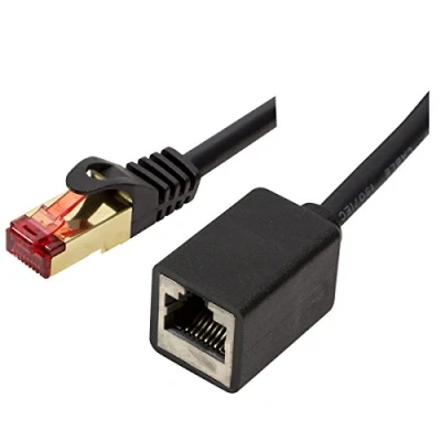 Abbildung von BIGtec Premium 0,50m CAT.5e Verlängerung Ethernet LAN Patchkabel Gigabit Netzwerkkabel Patch Kabel schwarz geschirmt vergoldet (RJ45, Cat 5e, FTP , 1000 Mbit/s) 1 x RJ45 Stecker Kupplung