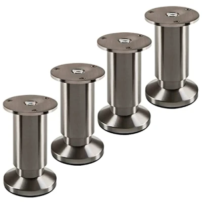 Abbildung von 4 Stück Möbelfüße TERRA Höhe 100 mm Edelstahloptik gebürstet Schrankbeine höhenverstellbar bis max. 15 mm, belastbar 250 kg/je Fuß von SOTECH