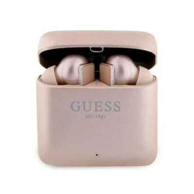Abbildung von CG MOBILE Guess True Wireless Bluetooth Ohrhörer, satinierte Oberfläche mit aufgedrucktem Logo, Rosa