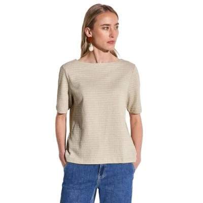 Abbildung von STREET ONE Damen A323152 T Shirt mit Struktur, Moonstone Sand, 34